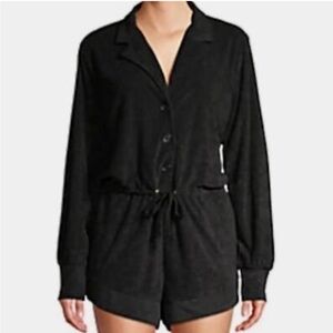 DANIELLE BERNSTEIN Black Button-Up long sleeve romper